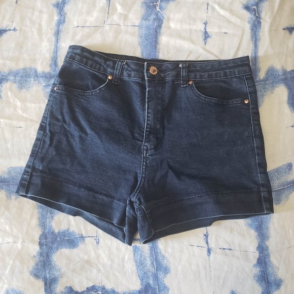 Stretch Denim Dark High Waist Jean Shorts - Picture 9 of 9